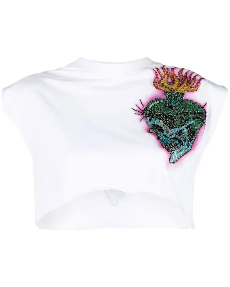 Philipp Plein Love Tattoo Cropped-T-Shirt - Weiß Weiß