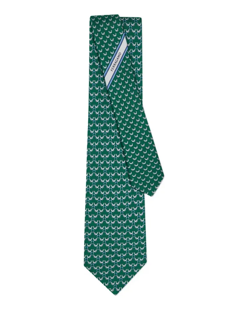 Ferragamo Seidenkrawatte mit Circus-Print - Grün Grün