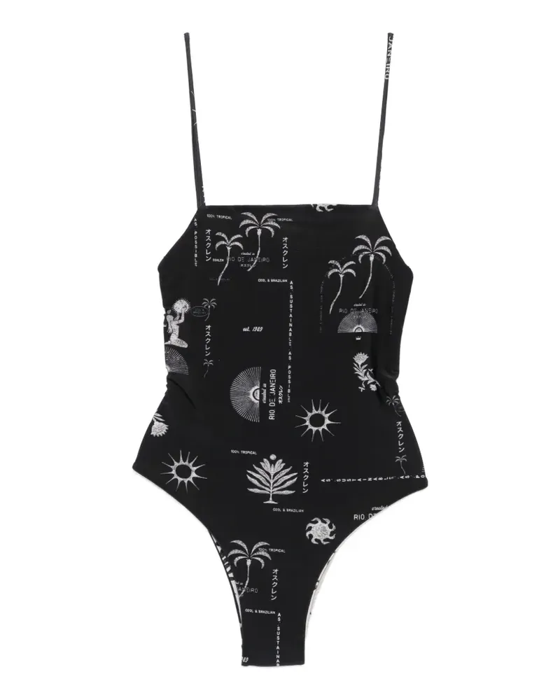 Osklen graphic-print cross-back swimsuit - Schwarz Schwarz