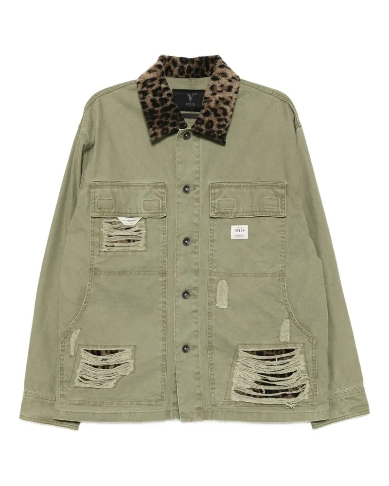 FIVE CM Hemdjacke in Distressed-Optik - Grün Grün