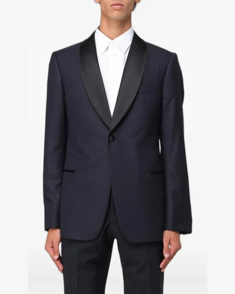 Emporio Armani jacquard-pattern shawl-lapel blazer - Blau Blau