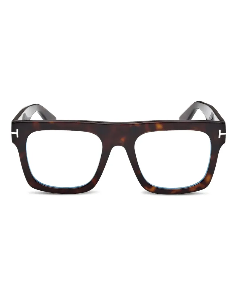 Tom Ford Eckige Brille mit Clip-Gläsern - Braun Braun