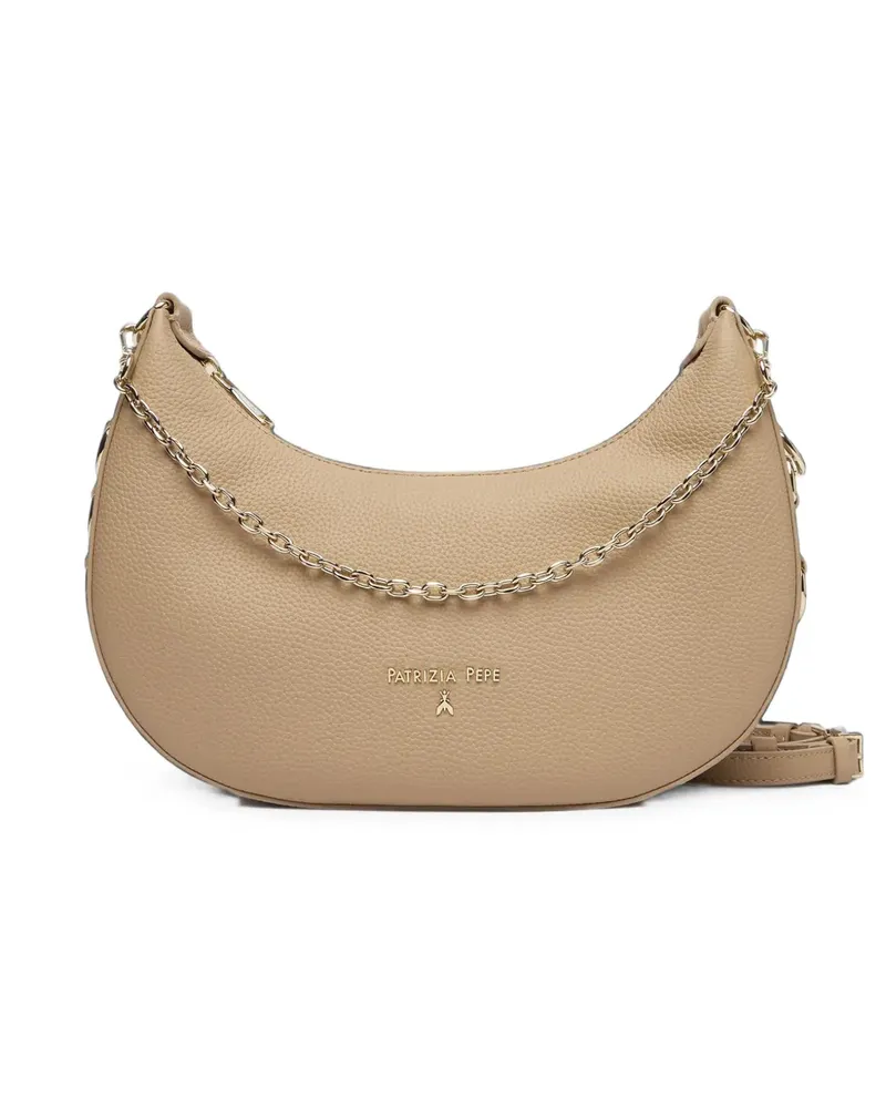 Patrizia Pepe Schultertasche aus gekörntem Leder - Nude Nude