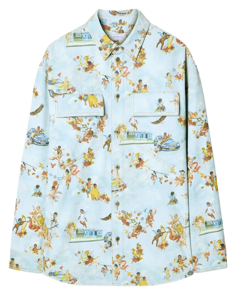 OFF-WHITE Hemd mit Fresko-Print - Blau Blau