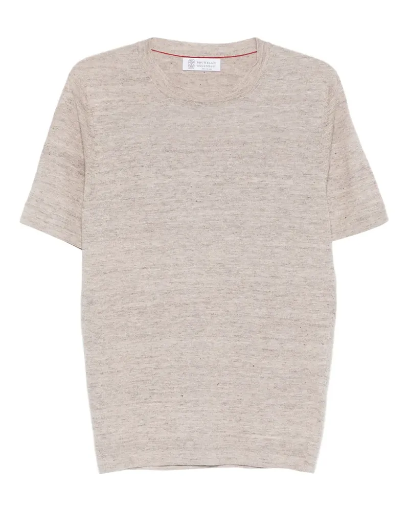 Brunello Cucinelli short-sleeve knitted T-shirt - Nude Nude