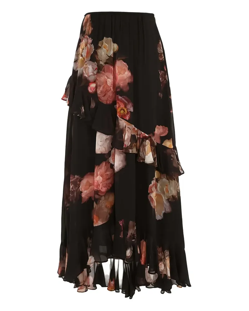 Zimmermann Hypnotic floral-print ruffled midi skirt - Schwarz Schwarz