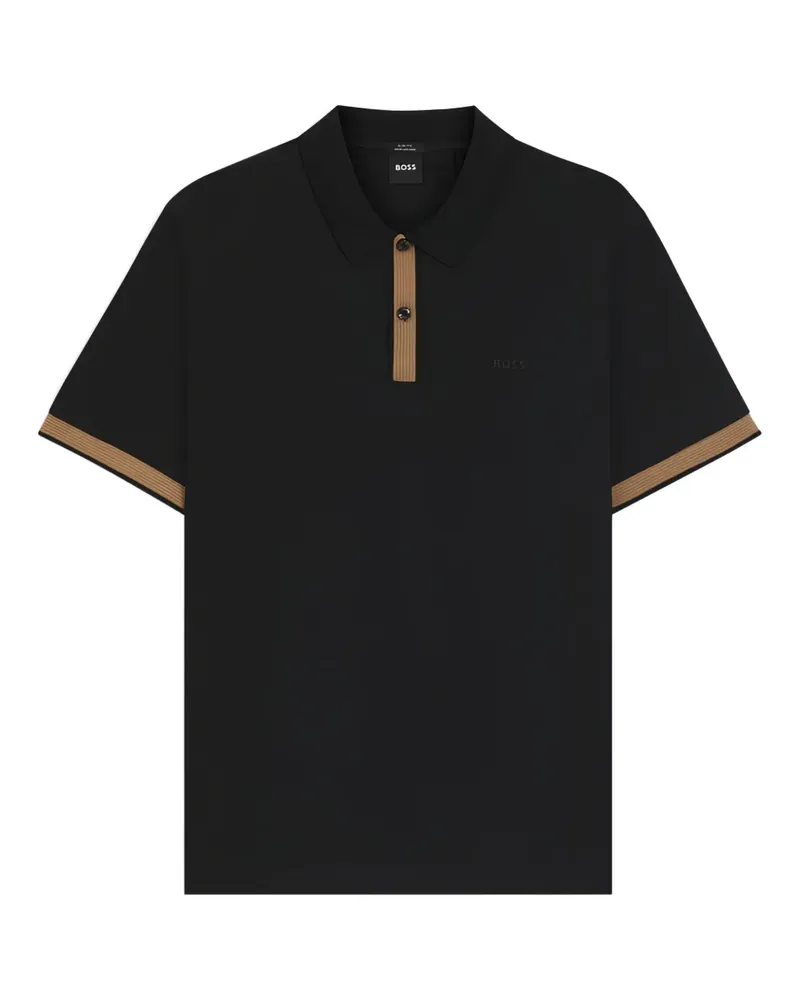HUGO BOSS H-Phillipson 200 Poloshirt mit geripptem Saum - Schwarz Schwarz