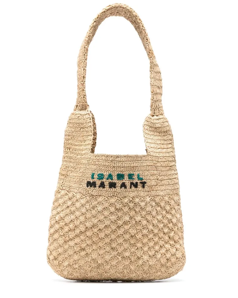 Isabel Marant Kleine gewebte Praia Schultertasche - Nude Nude