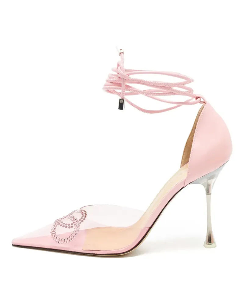 Mach & Mach Pumps mit kristallverzierter Schleife und Wickelriemen am Knöchel - Rosa Rosa
