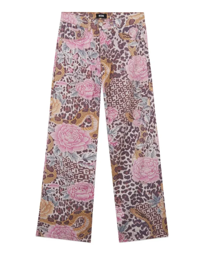 GCDS Hose mit Blumen-Print - Nude Nude