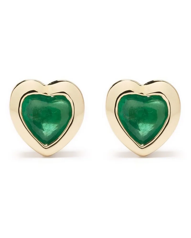 EF Collection 14kt Gelbgoldohrstecker mit Smaragd