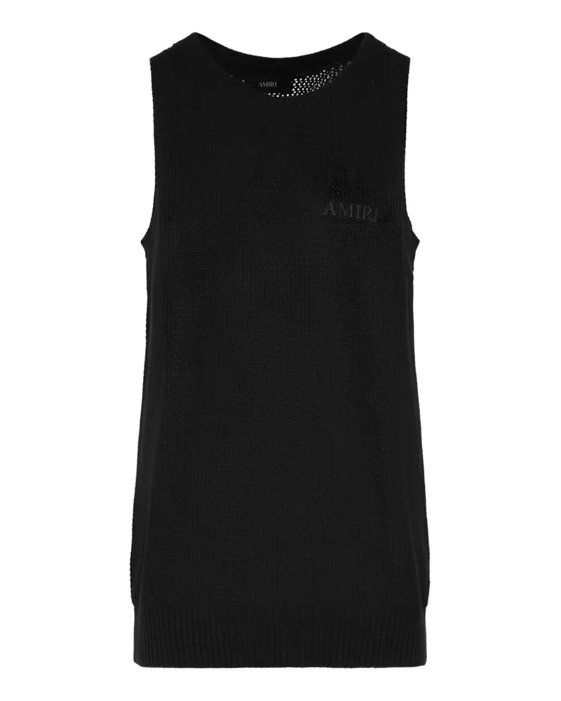Amiri Mesh-Strick-Tanktop mit Logo-Stickerei - Schwarz Schwarz