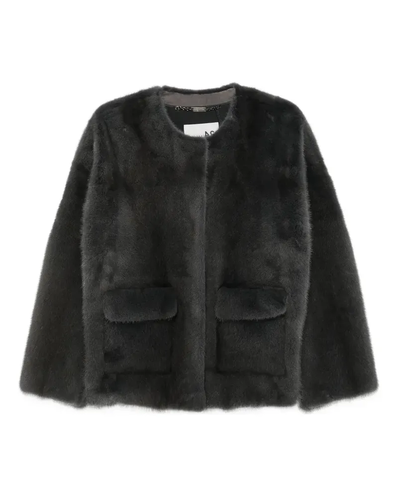 Manzoni 24 Kragenlose Jacke mit Klappentasche - Grau Grau