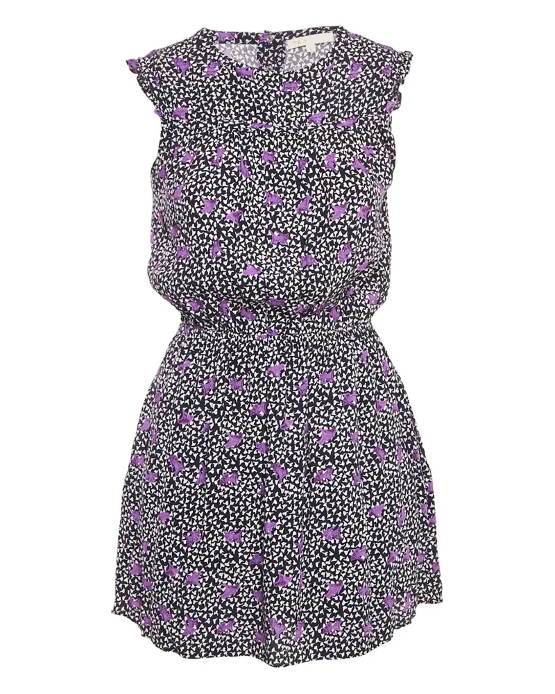 Maje Gerüschtes Minikleid mit Blumen-Print - Blau Blau