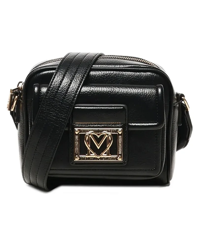 Moschino Schultertasche mit Logo-Schild - Schwarz Schwarz