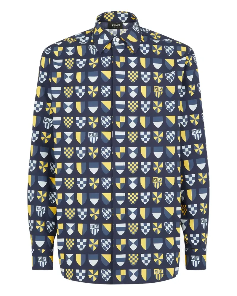 Fendi Hemd mit Wappen-Print - Blau Blau