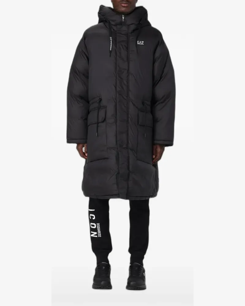 EA7 quilted hooded coat - Schwarz Schwarz