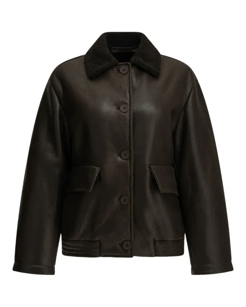 Salvatore Santoro Ledermantel mit Shearling-Kragen - Braun Braun