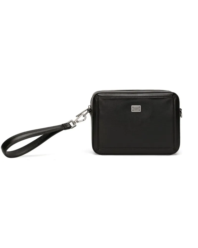 Dolce & Gabbana Schultertasche mit Logo-Schild - Schwarz Schwarz