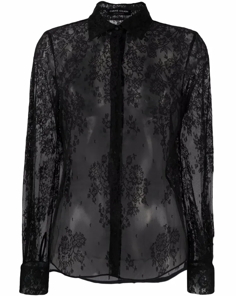 Carine Gilson Bluse aus floraler Spitze - Schwarz Schwarz