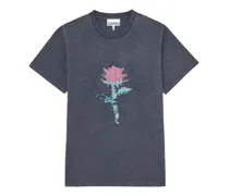 T-Shirt mit Blumen-Print - Grau