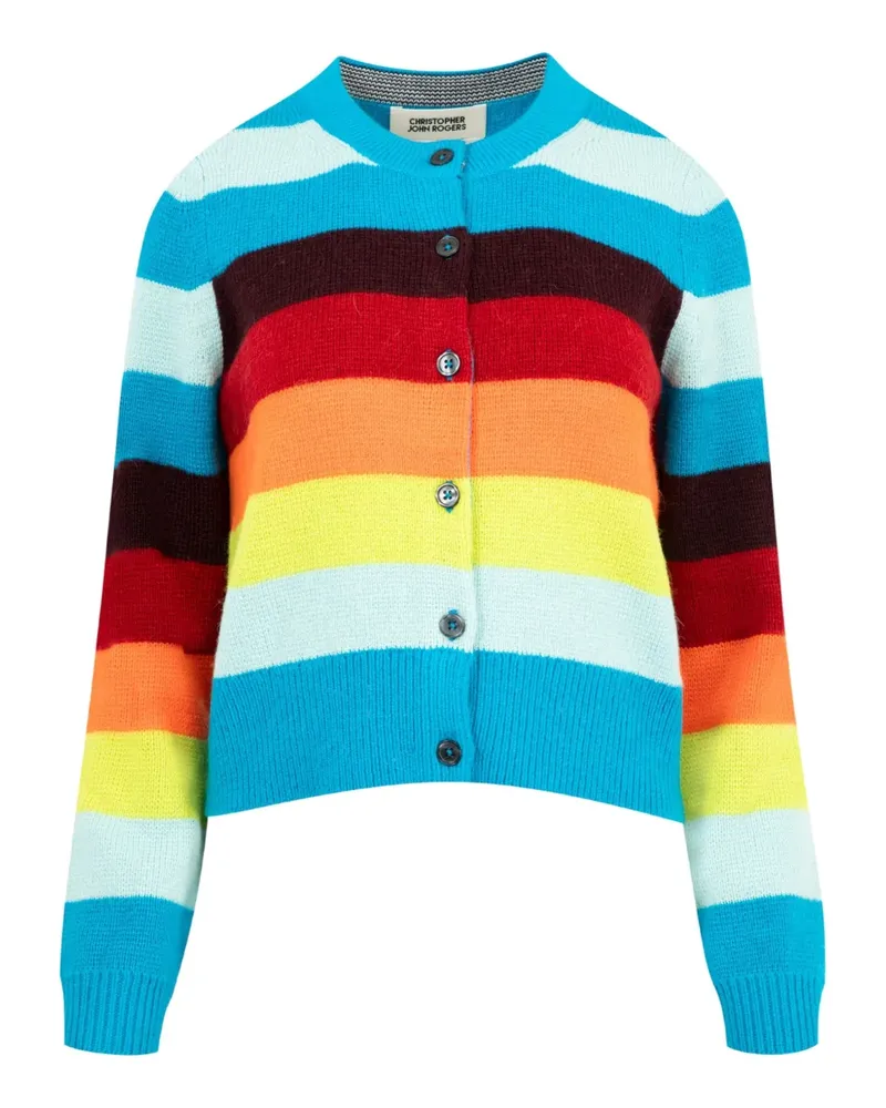 Christopher John Rogers Gestreifter Cropped-Cardigan - Blau Blau