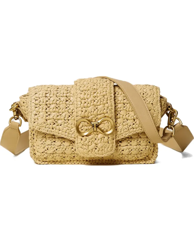 Twin-Set logo-plaque woven shoulder bag - Nude Nude