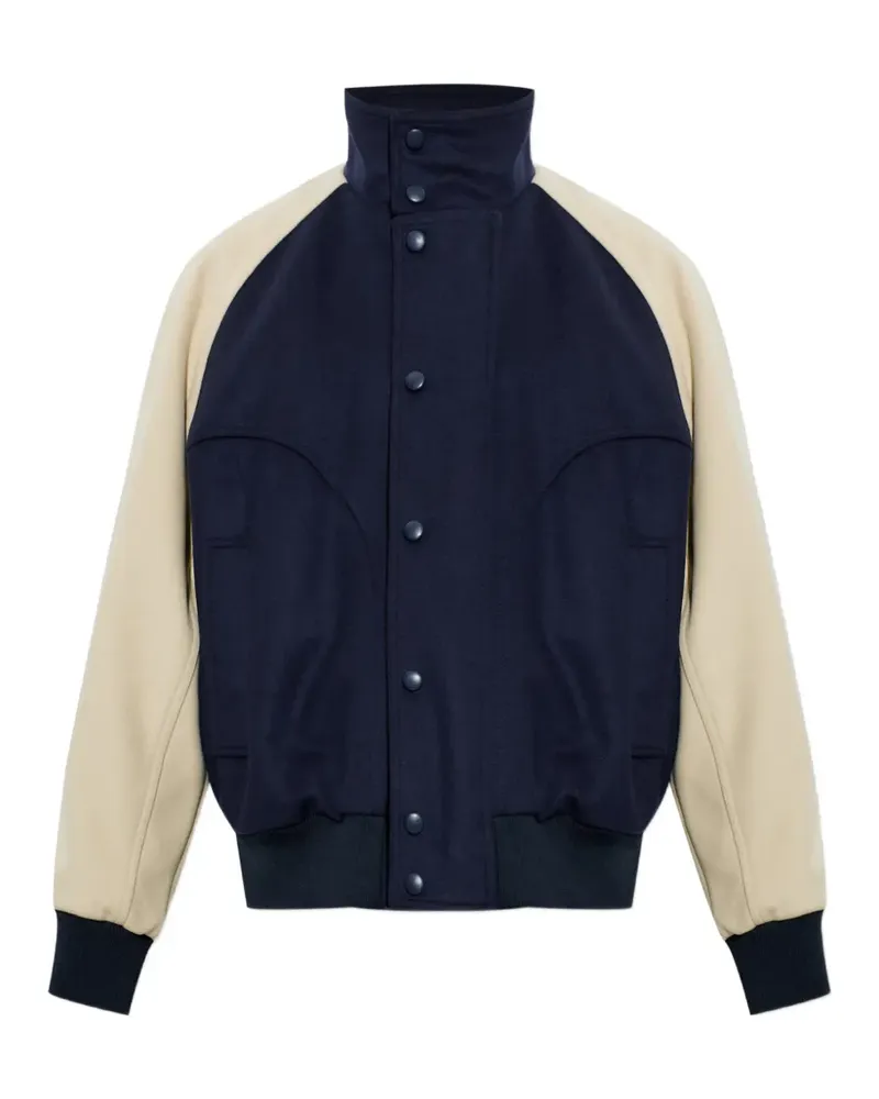 Balmain logo-embroidered colour-block bomber jacket - Blau Blau
