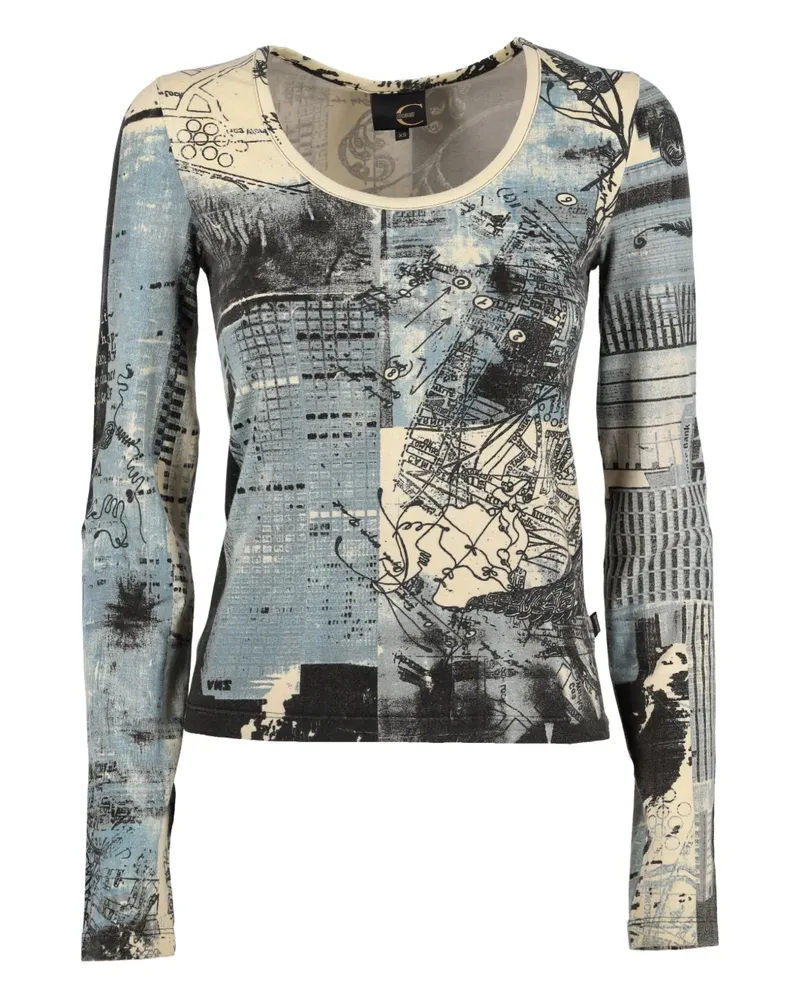 Just Cavalli map-print T-shirt - Blau Blau