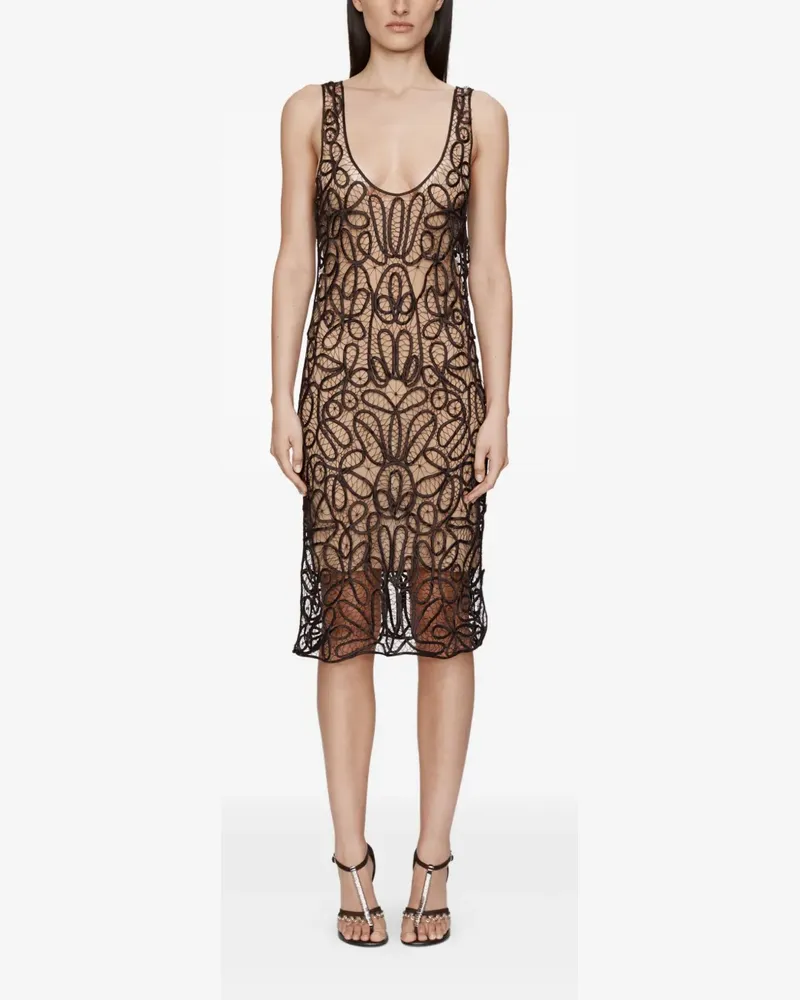 Christopher Esber Meander Midikleid aus Spitze - Braun Braun