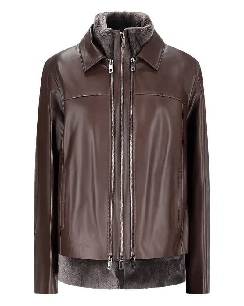 DESA Lederjacke mit abnehmbarer Weste - Braun Braun
