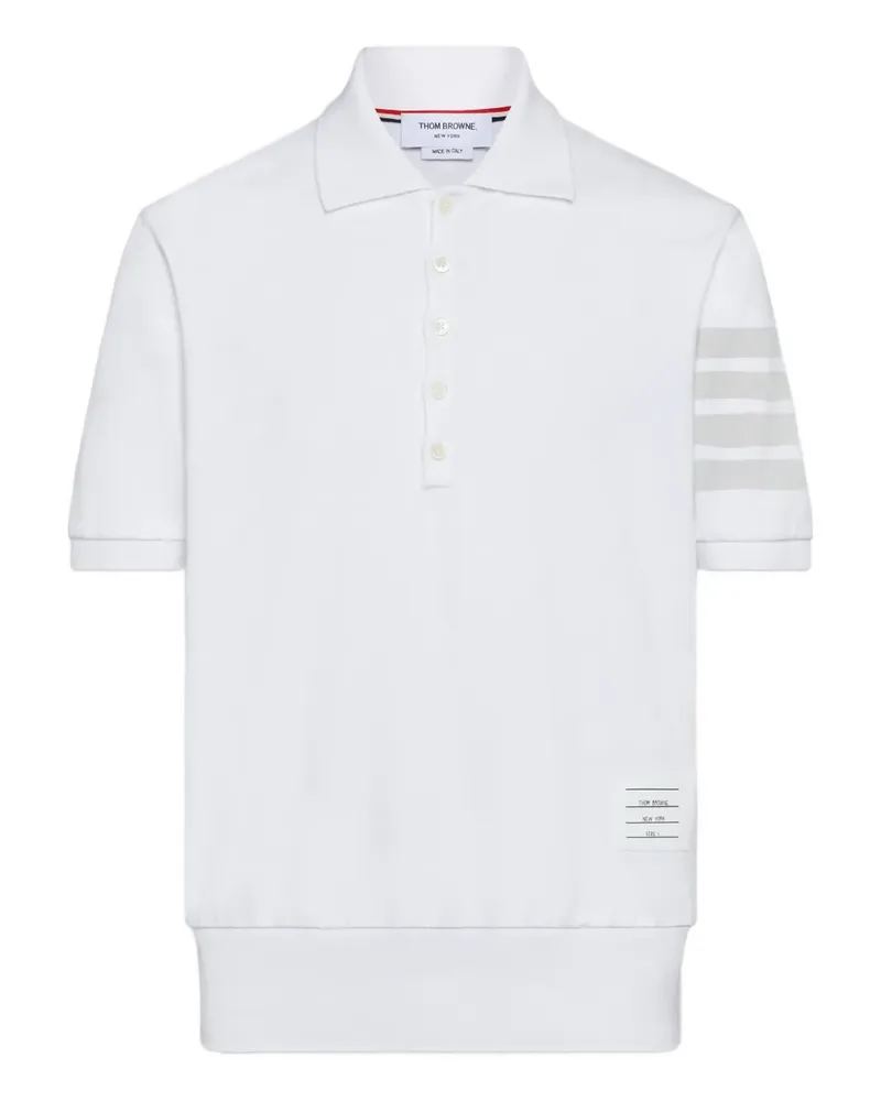 Thom Browne Ottoman Poloshirt mit Streifen-Logo - Weiß Weiß