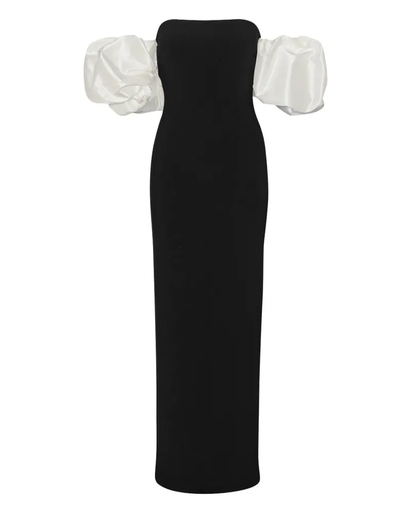 ROTATE Birger Christensen Maxikleid mit Puffärmeln - Schwarz Schwarz