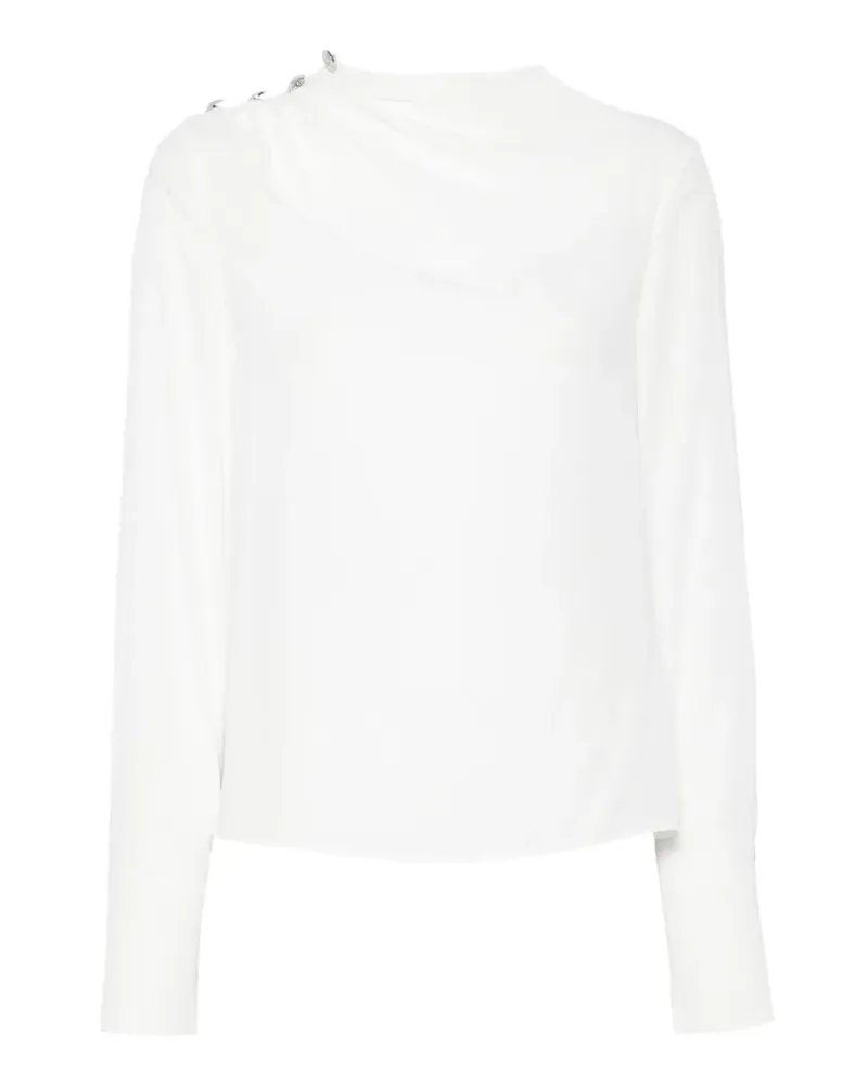 Patrizia Pepe Drapierte Bluse mit Knopfdetail - Weiß Weiß