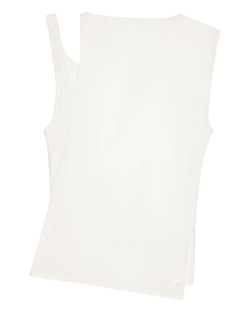Courrèges Geripptes Strickoberteil - Weiß Weiß