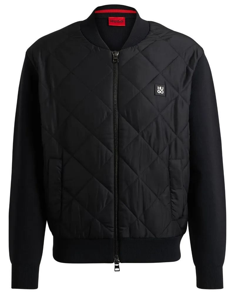 HUGO BOSS Bomberjacke mit Logo-Applikation - Schwarz Schwarz
