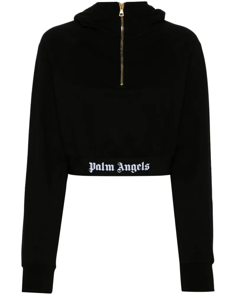 Palm Angels Hoodie mit Logo-Bund - Schwarz Schwarz