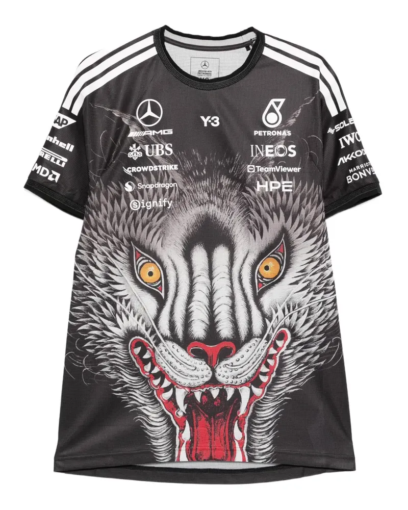 Y-3 x Mercedes-AMG Petronas F1 T-Shirt mit rundem Ausschnitt - Schwarz Schwarz