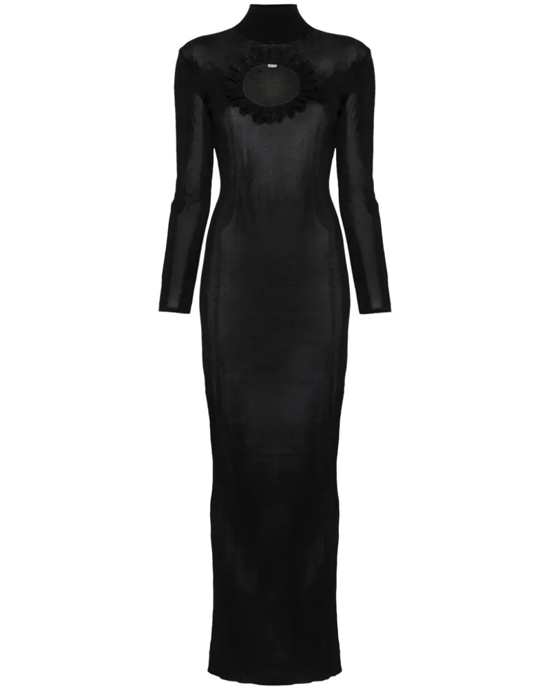 Self-Portrait Gestricktes Maxikleid - Schwarz Schwarz