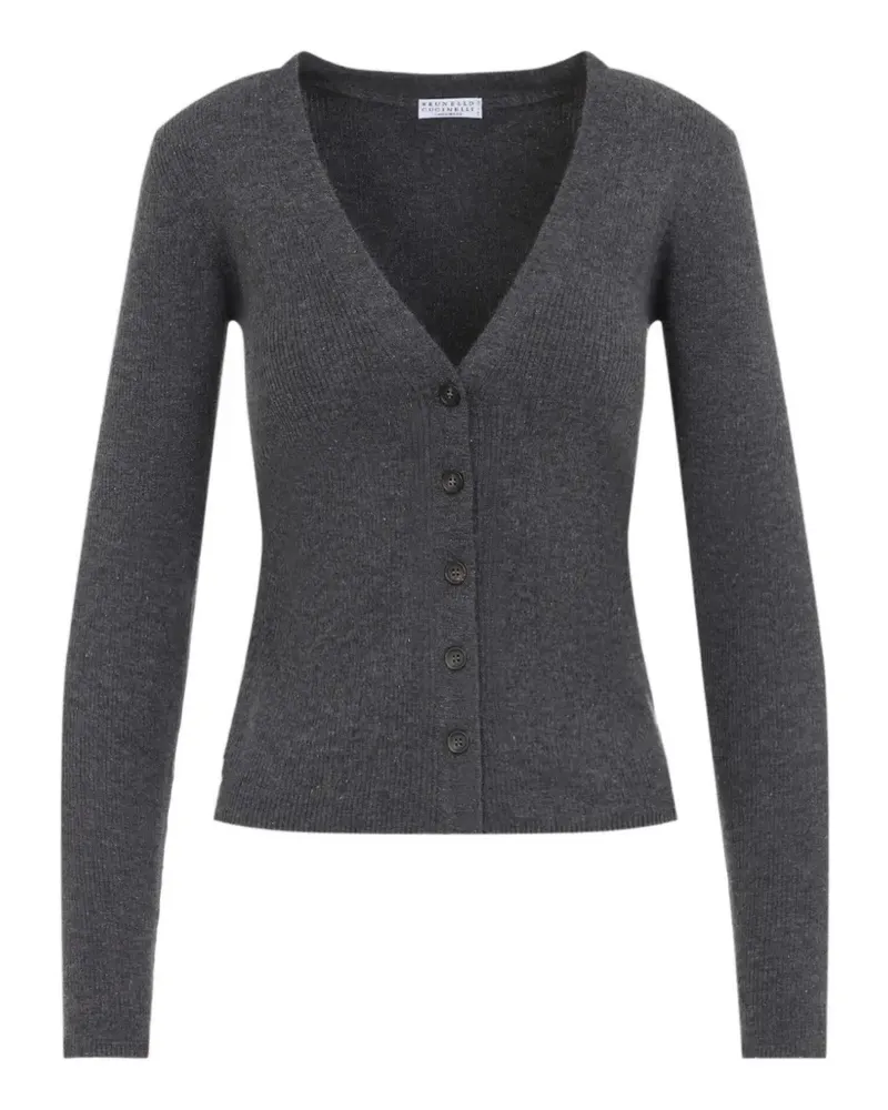 Brunello Cucinelli ribbed V-neck cardigan - Grau Grau