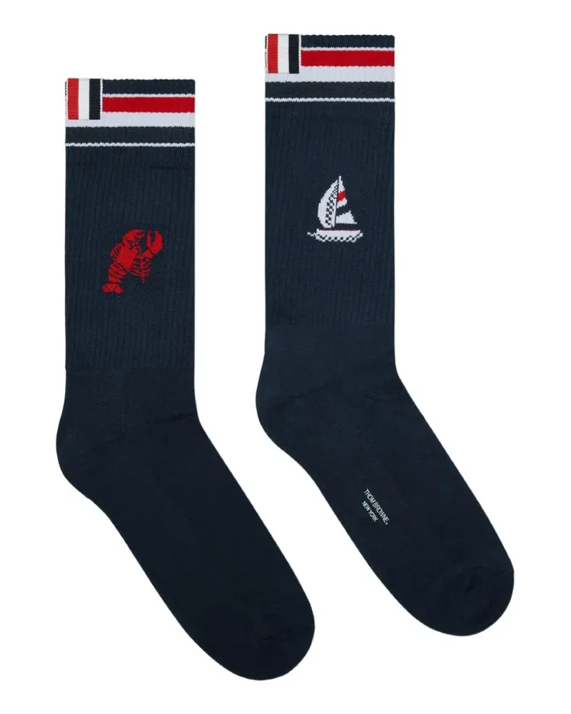 Thom Browne stripe-detail socks - Blau Blau