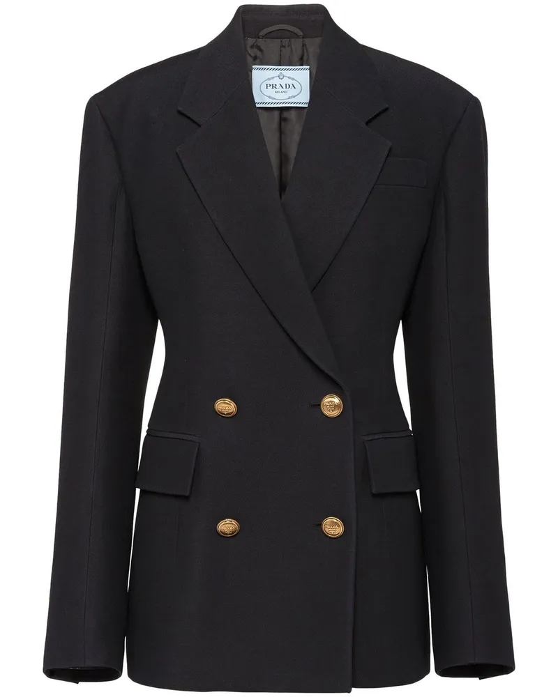 Prada Doppelreihiger Blazer aus Trikotin - Schwarz Schwarz