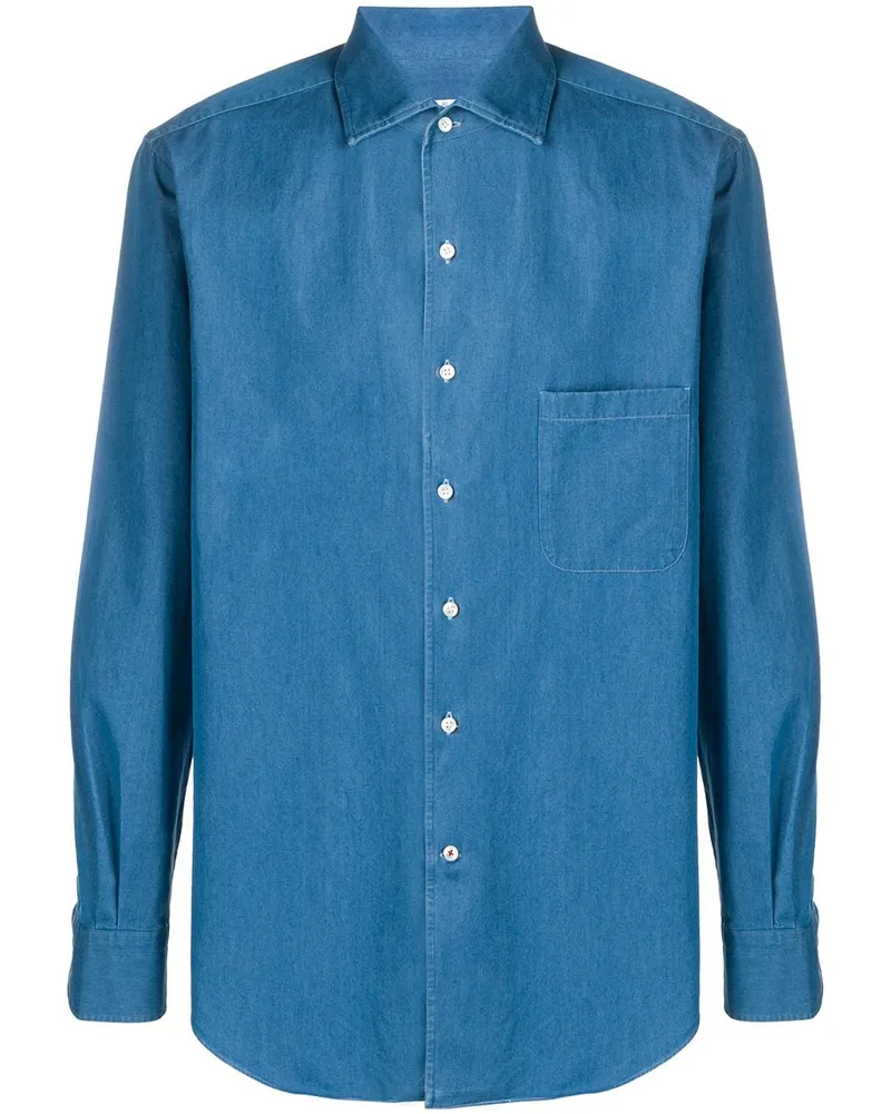 Loro Piana Hemd mit Brusttasche - Blau Blau