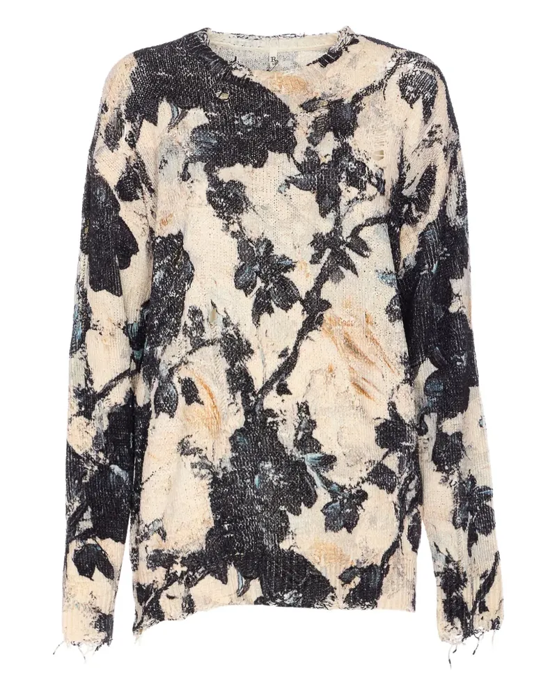 R13 Distressed-Sweatshirt mit Blumen-Print - Nude Nude