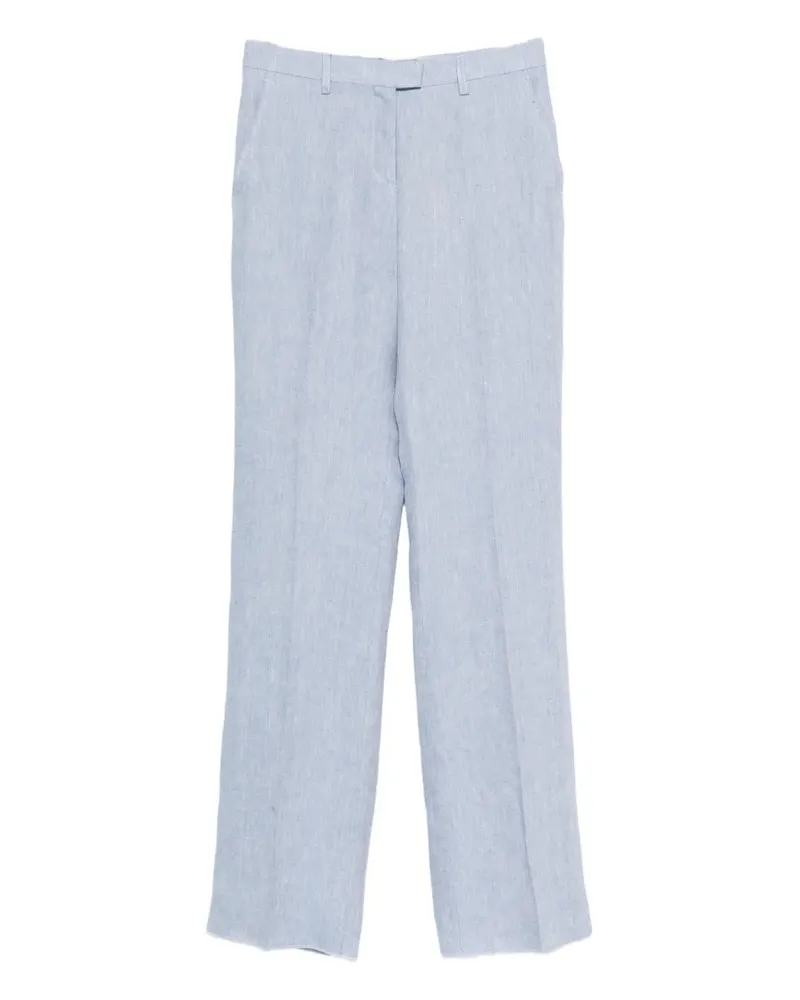 Etro two side pockets linen tailored trousers - Blau Blau