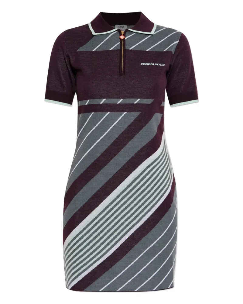 Casablanca Paris Gestreiftes Poloshirtkleid - Grau Grau