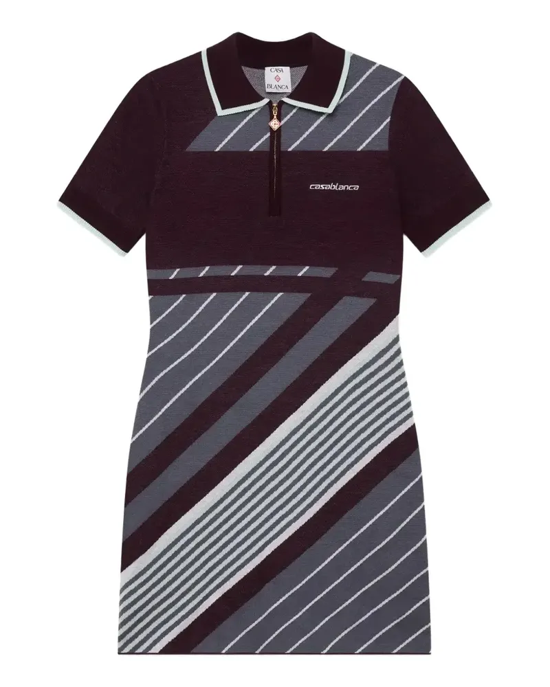 Casablanca Paris Gestreiftes Poloshirtkleid - Grau Grau