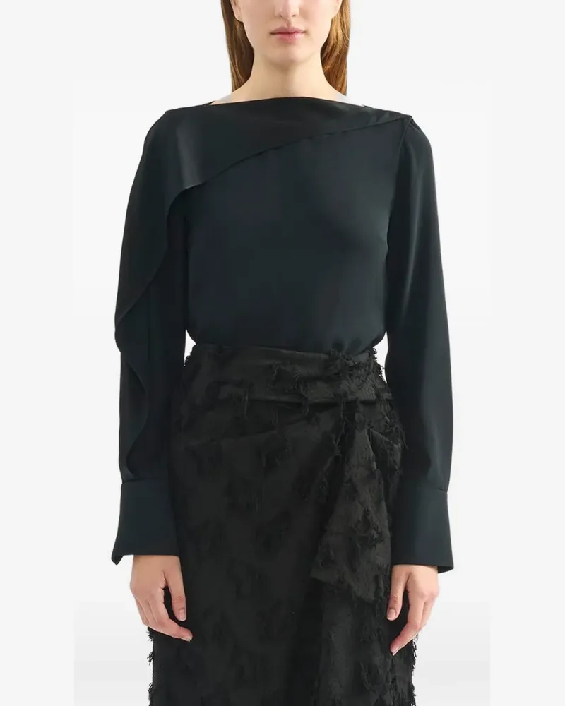 Erdem ruffled long-sleeve blouse - Schwarz Schwarz