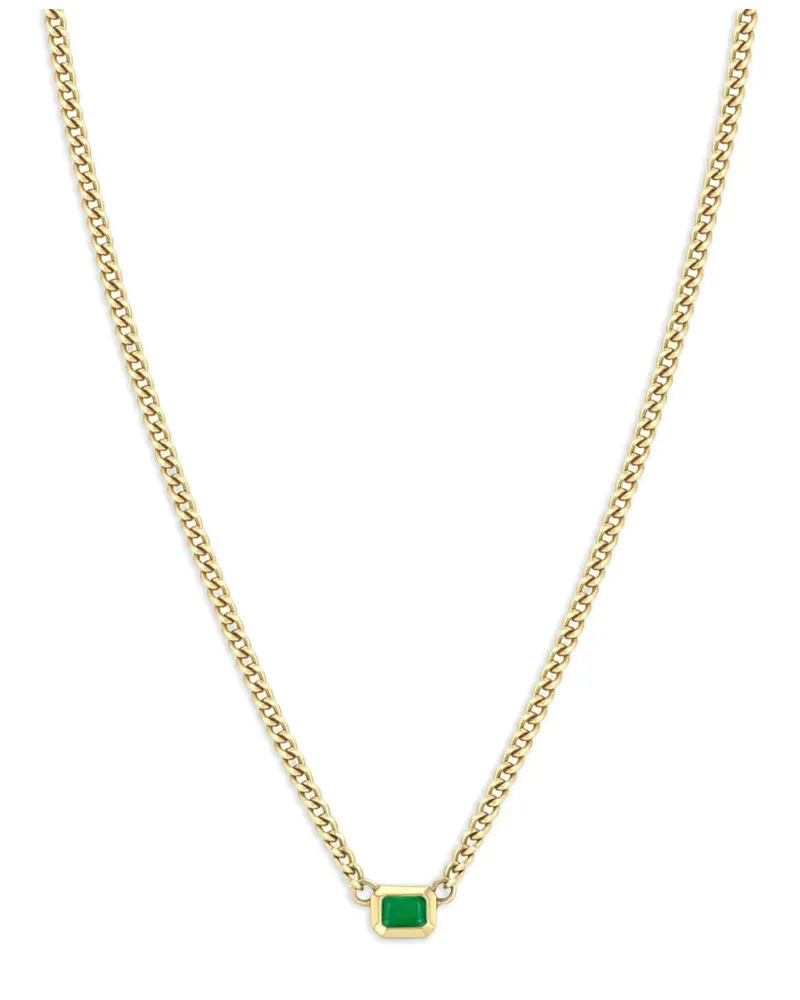 ZOË CHICCO 14kt Gelbgoldhalskette mit Smaragd Gold