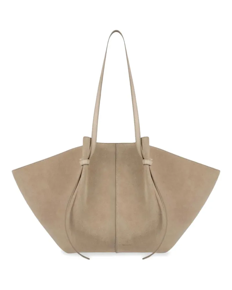 YUZEFI large Mochi suede shoulder bag - Nude Nude
